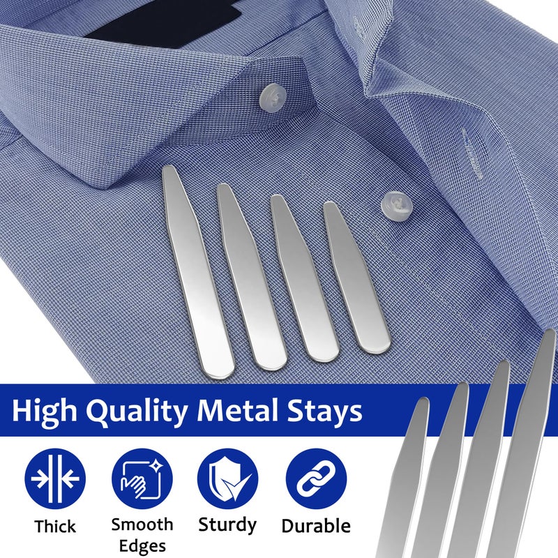 MENCH SUPER STAYS 20 Metal Collar Stays For Men's Dress Shirts - Pick Between 2", 2.2", 2.5", 2.7", 3" - Perfect Length for a Custom Fit and Sharp Look - Image 4